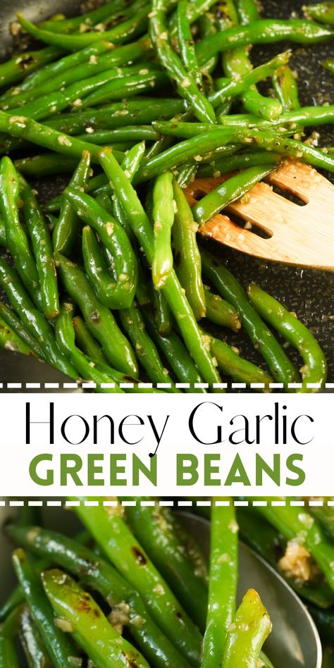 Recipes For Green Beans Side Dishes, Skillet Green Beans Garlic, Honey Garlic Vegetables, Best Green Bean Recipe Thanksgiving, Green Bean Recipes Slow Cooker, Basque Green Beans, Caramelized Green Beans, Green Beans Bbq, Dairy Free Green Beans