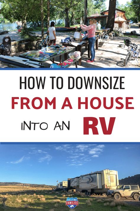 Living In Rv While Building A House, Living Full Time In An Rv, How To Downsize, Downsizing Tips, Rv Conversion, Rv Traveling, Travel Trailer Living, Rving Full Time, Camper Reno