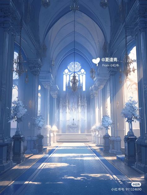 Anime Heaven Background, Winter Castle Interior, Ice Palace Fantasy Art, Inside Castle Background, Ice Castle Interior, Blue Castle Aesthetic, Fantasy Castle Interior, Winter Kingdom, Inside Castle