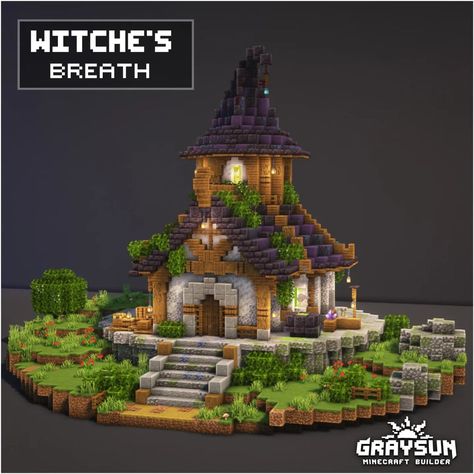 WITCH one is your favorite !?🙃 Minecraft magical build ideas 🔮🏘 Save this post for later! _________________________________________ 👥️️… | Instagram Minecraft Witch Cottage Ideas, Cute Witch House Minecraft, Magic Shop Minecraft, Minecraft Halloween Builds Haunted Houses, Witches Tower Minecraft, Minecraft Witch Hut Ideas, Witch Aesthetic Minecraft, Minecraft Witches House, Minecraft Mage House