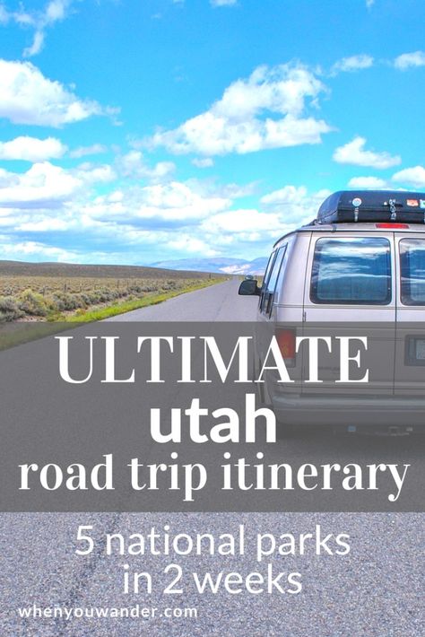 Utah Road Trip Itinerary – 2 Weeks in the Mighty 5 National Parks | When You Wander Zion Camping, Utah National Parks Road Trip, Utah Parks, Utah Trip, Road Trip To Colorado, Road Trip Camping, Rv Road Trip, Utah Road Trip, Road Trip Packing