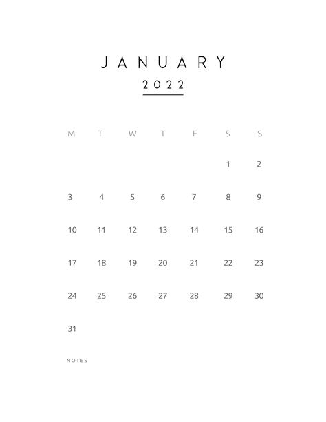 Get ready for 2022 with these free monthly calendar 2022 templates. This minimalist 2022 calendar looks amazing in any home. Get every month of the year for free! #printablecalendar2022 #printablecalendar2022free #printablecalendartemplate #Freecalendarprintables2022 #Freecalendartemplate Calander 2022, World Of Printables, Calendar Minimalist, Free Monthly Calendar, Free Calendar Template, January Calendar, 달력 디자인, Printable Calendars, Calendar 2022