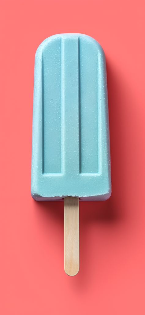 A summer aesthetic wallpaper displaying a baby blue popsicle on a vibrant coral background, a perfect refreshment for iPhone and Android screens. Coral Background Aesthetic, Cool Summer Aesthetic, The Summer Aesthetic, Aesthetic Wallpaper For Iphone, Blue Popsicle, Summer Aesthetic Wallpaper, Coral Background, Art Pics, Blue Wallpaper Iphone