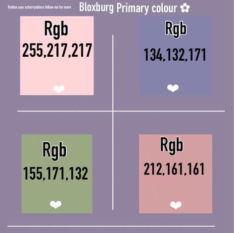 Korblox Color Code, Rh Colour Codes, Light Pink Bloxburg Primary Color, Bloxburg Main Menu Colors, Bloxburg Primary Color Code, Preppy Bloxburg House Colors, Color Code For Bloxburg, Bloxburg Primary Color Codes Pastel, Primary Colors For Bloxburg