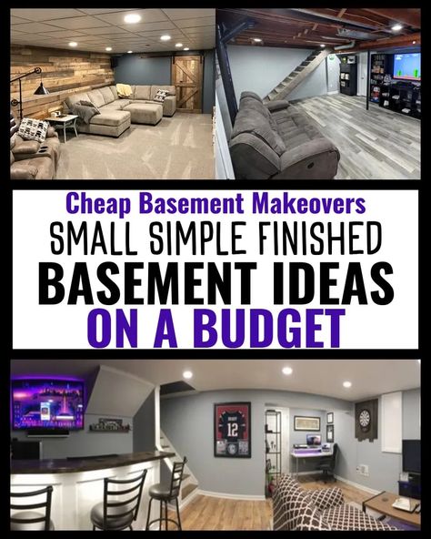 Small Basements Ideas, Basement Finishing Ideas Budget, Cheap Ways To Finish A Basement, Basement Simple Remodel, Practical Basement Ideas, Renovate Basement On A Budget, Diy Basement Decor Ideas, How To Decorate Your Basement, Refinish Basement On A Budget