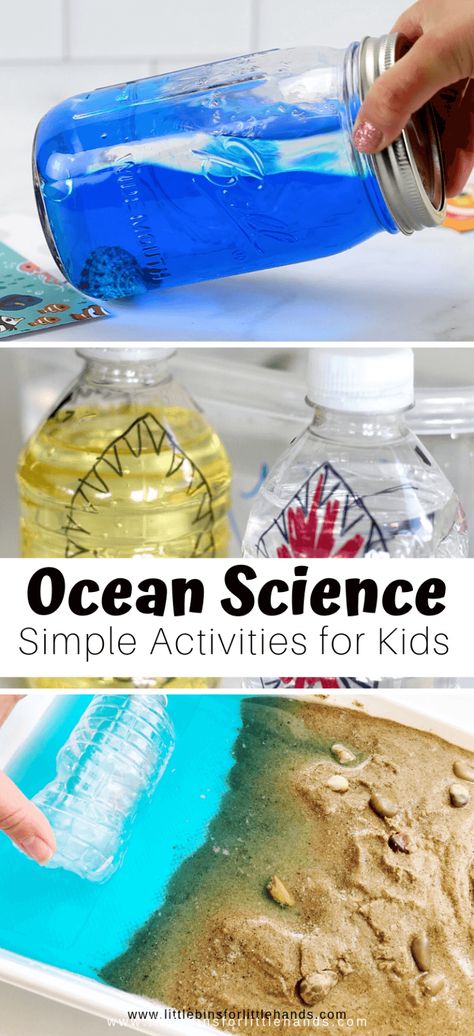 Fun Ocean Activities For Preschoolers Through Elementary Ages - Little Bins for Little Hands Ocean Science Activities, Preschool Ocean Theme, Science Activities For Preschoolers, Ocean Activities Preschool, Preschool Ocean, Ocean Theme Preschool, Learn Science, Preschool Science Activities, Summer Science