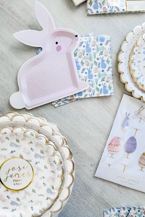 The Easter Collection Bunny Desserts, Easter Theme Party, Easter Cupcake Toppers, Easter Egg Hunt Party, Bunny Plates, Bunny Cupcakes, Festive Table Setting, Easter Napkins, Bunny Napkins