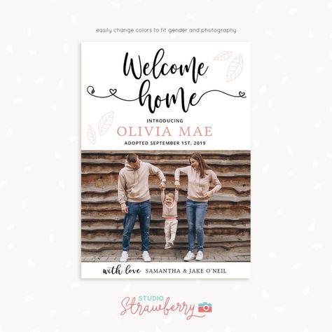 Adoption Announcement Card, Adoption Announcement, Foster To Adopt, Adopting A Child, Announcement Cards, Heart Design, Card Template, Gift Guide, Adoption