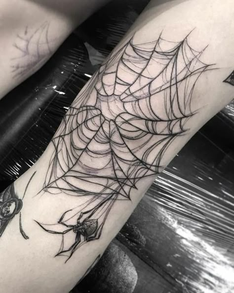 Spider Web Tattoo, Tier Tattoo, Tattoo Filler, Web Tattoo, Muster Tattoos, Elbow Tattoos, Spider Tattoo, Creepy Tattoos, Knee Tattoo