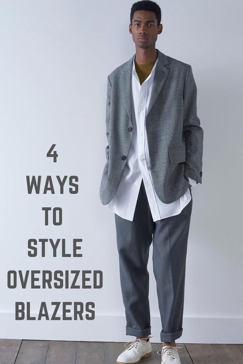 Oversized Blazer Outfit Street Style Men, Oversized Suit Jacket Outfit, Blazer Sweater Outfit, Oversized Grey Blazer Outfit, Mens Black Blazer Outfit, Oversized Suits Men, Oversized Blazer Men, Oversized Blazer Outfit Work, Grey Blazer Outfit Men