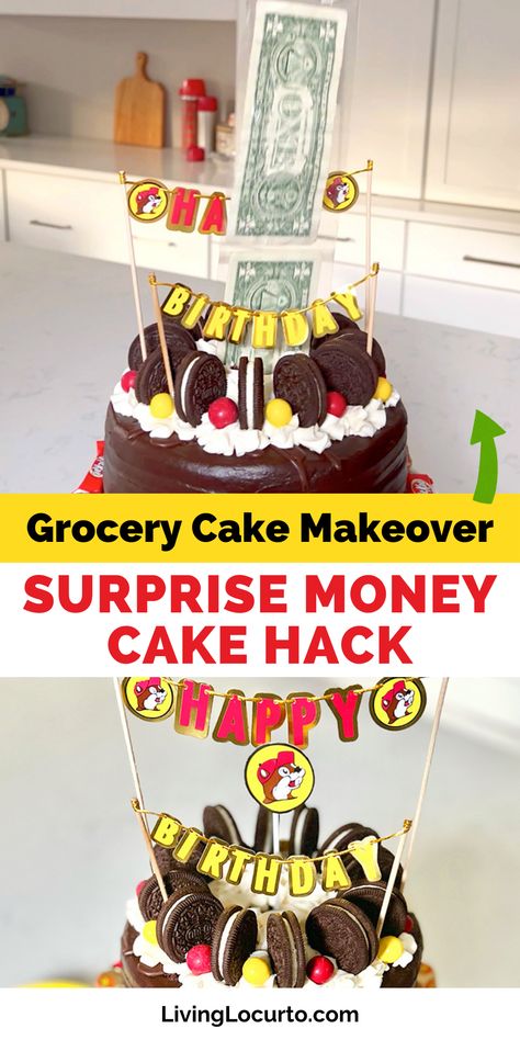 Easy Surprise Money Cake Hack. Make a Store Bought Cake into a Surprise Money Cake. Grocery cake makeover into a Buc-ee’s Birthday Cake. This Surprise Money Cake Hack is a fun twist on a classic cake. Learn how to transform a simple store bought grocery store cake into a Buc-ee's themed showstopper, complete with hidden cash for an unforgettable celebration. Perfect for birthdays, this grocery cake makeover is sure to impress! Cake Makeover Store Bought, Cake Makeover, Grocery Store Cake, Air Fryer Recipes Appetizers, Buc Ee's, Cake Hacks, Money Cake, Store Bought Cake, Cake Kit