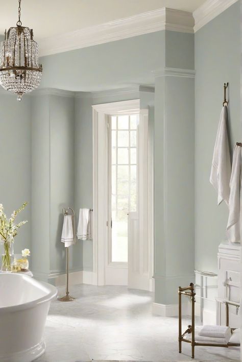 bathroom paint,interior paint colors,interior wall paint,paint color guide Type Of Paint For Bathroom Walls, Flyer De Sel Sherwin Williams, Fleur De Sel Sherwin Williams, Sw Fleur De Sel Paint Bathroom, Bathroom Wall Colors 2024, Seasalt Color Bathroom, Beadboard Wall, Pine Kitchen Cabinets, Osb Wood