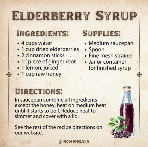 Cough Drops Homemade, Dried Elderberries, Medicinal Herbs Remedies, Elderberry Tea, Elderberry Syrup Recipe, Elderberry Recipes, Drink Syrups, Medicine Chest, Elderberry Syrup