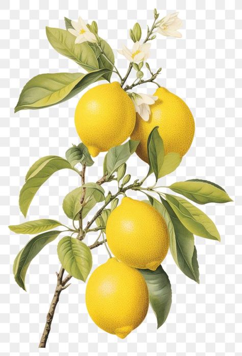 Food Transparent Background, Lemon Png, Food Transparent, Png Fruit, Lemon Drawing, Lemon Branch, Lemon Plant, Postcards From Italy, Png Vintage