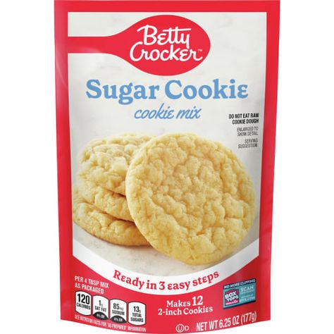 Betty Crocker™ Snack Size Sugar Cookie Mix - BettyCrocker.com Betty Crocker Sugar Cookie, Betty Crocker Sugar Cookie Mix, Betty Crocker Cookie Mix, Gingerbread Cookie Mix, Betty Crocker Cookies, Betty Crocker Sugar Cookies, Betty Crocker Recipes, Raw Cookie Dough, Yummy Sugar Cookies