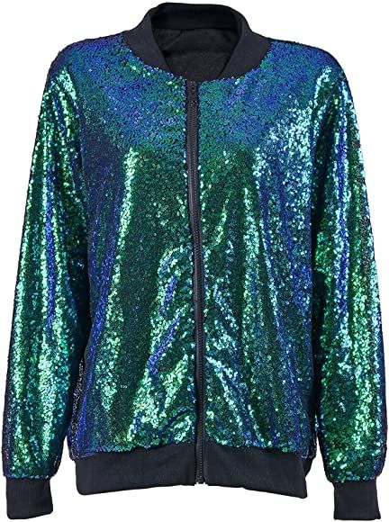 MIXLOT New Sexy Sequin Embellished Bomber Jacket Festival Clubbing Party Disco 70S Jacket Coat Glitter Sparkle Shiny Long Sleeve Ladies TOP (Green Sequin Bomber, S/M 8-10): Amazon.co.uk: Clothing Mermaid Green, Glitter Jacket, 70s Jacket, Casual Suit Jacket, Sequin Jacket, Green Sequins, Casual Vest, Women Long Sleeve Tops, Black Rib