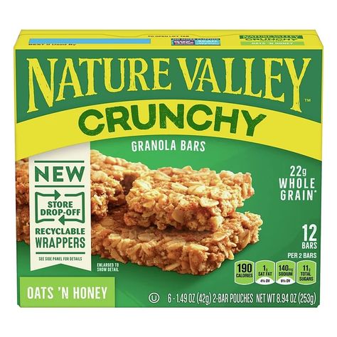 Honey Granola Bars, Nature Valley Crunchy Granola Bars, Crunchy Oats, Grain Store, Honey Granola, Nature Valley, Oats And Honey, Crunchy Granola, Granola Bar