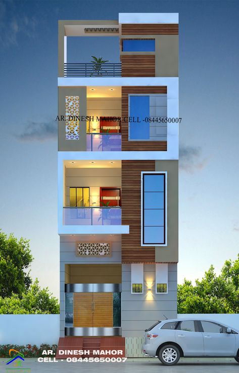 15×45 House Design Elevation, 20ft Front Elevation, South Face Elevation Designs G+2, 15 Ft Front Elevation, South Face House Elevation, Front Elevation Designs 4 Floors, 15×45 House Design, 20 Ft Front Elevation, South Facing House Elevation Design