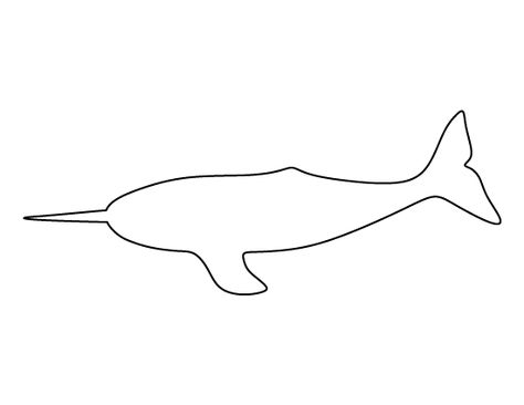 Narwhal pattern. Use the printable outline for crafts, creating stencils, scrapbooking, and more. Free PDF template to download and print at http://patternuniverse.com/download/narwhal-pattern/ Narwhal Template Free Printable, Attic Animals, Arctic Vbs, Snailmail Ideas, Free Coloring Sheets For Kids, Simple Wood Projects, Printable Outline, Printable Woodworking Plans, Whale Crafts