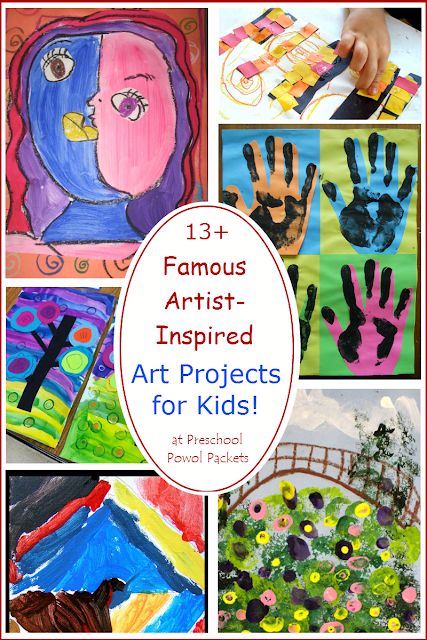 13+ Famous Artists Inspired Art Projects for Kids! | Preschool Powol Packets Art History Projects For Kids, Famous Artists For Kids, Science Art Projects, Famous Artists Paintings, Group Art Projects, Toddler Art Projects, Artist Project, Art Projects For Kids, Teen Art