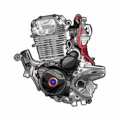 Inspiration for cool motorbike engines s... | Premium Vector #Freepik #vector Mesin Motor, Motor Balap, One Piece Cartoon, Tiger Pictures, Graffiti Wallpaper, Honda Cb, Motor Racing, Automotive Design, Premium Vector