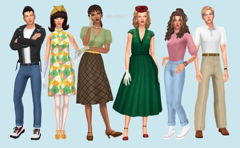 Loulicorn on Tumblr Sims 4 Retro Hair, Sims 4 Cc 50s Clothes, Sims 4 50s Cc, Sims 4 Western, 50s Mens Fashion, Sims 4 Retro, Sims 4 Cc List, Ultimate Decades Challenge, Sims Design