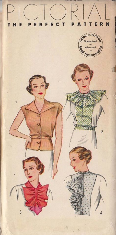 Collar Patterns, Costume College, Women's Sewing Patterns, Retro Sewing Patterns, Costume Sewing Patterns, Vintage Dress Patterns, 1930s Fashion, Womens Sewing Patterns, Women's Blouses