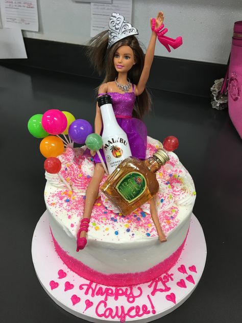 Drink Barbie Cake, Drunken Barbie Cake, Drink Cake, Drunk Barbie Cake 21st, 19th Birthday Themes, 21 Cake, Drunk Barbie Cake, 19th Birthday Cakes, 18th Birthday Party Themes