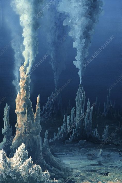 Volcano Drawing, Black Smokers, Underwater Drawing, Underwater Art, Science Photos, Drawing Images, Environment Concept Art, Buy Prints, Photo Library