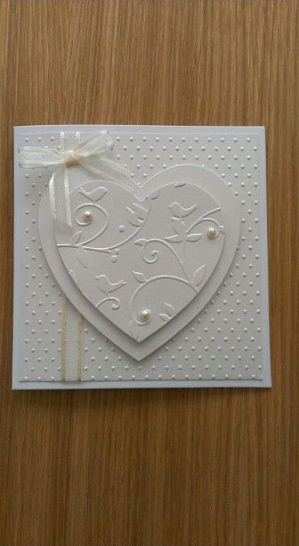 Valentine Cards Ideas, Handmade Texture, Wedding Shower Cards, Anniversary Cards Handmade, Shower Cards, Wedding Cards Handmade, Bridal Shower Cards, Embossed Cards, Wedding Anniversary Cards