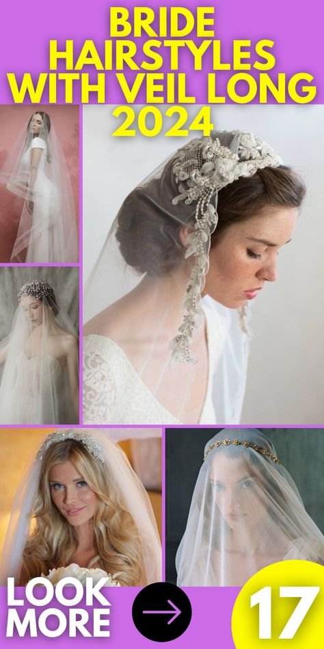 Veils hold a special place in bridal fashion, and our bride hairstyles with veil long 2024 collection caters to every veil preference. Choose from a plethora of curly or straight hair options and find the ideal hair wedding style to complement your unique vision for your momentous day Bride Veil Hairstyles, Bride Hairstyles With Veil Long, Dark Hair Wedding, Cathedral Veil Hairstyle, Updo Veil, Veil Over Face, Bridal Updo With Veil, Bride Hairstyles With Veil, Flower Crown Veil