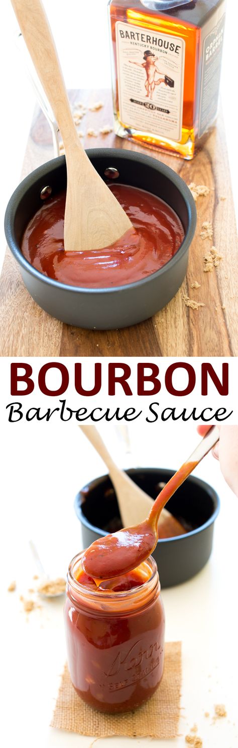 Bourbon Barbecue Sauce. Sweet, tangy and a full of flavor. Incredibly easy to make and requires one pot! Bourbon Barbecue Sauce Recipe, Bourbon Barbecue Sauce, Recipe Graphic, Barbecue Sauce Recipe, White Bbq Sauce, Bourbon Sauce, Bbq Cookout, Barbecue Sauce Recipes, Bbq Sauces