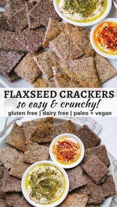 Crackers Gluten Free, Flaxseed Crackers, Paleo Snack, Paleo Snacks, Flaxseed, Sugar Free Recipes, Egg Free, Vegan Snacks, Healthy Nutrition