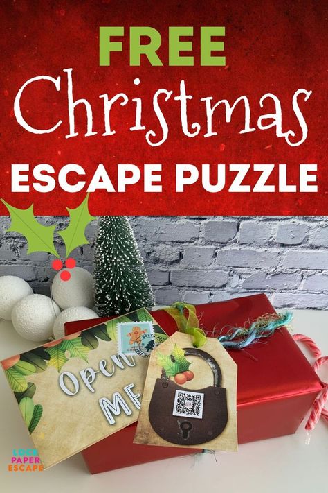 Looking for a fun way to give gifts this Christmas? Try this FREE mini Christmas escape room game in an envelope. A fun festive game. Great for kids and adults. Fun Puzzles For Adults, Advent Escape Room, How To Make An Escape Room Gift, Free Printable Christmas Escape Room For Kids, Grinch Escape Room Ideas, Christmas Gift Scavenger Hunt For Adults, Christmas Fun For Adults, Escape Room Advent Calendar, Diy Christmas Escape Room For Adults