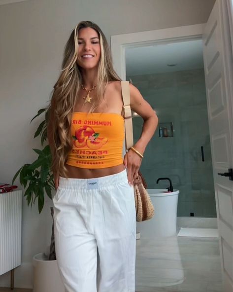 Tube Top Outfits, Dinner Fits, Summer Dinner, Peaches, Tube Top, Cute Outfits, Style Inspiration, Top Outfits, Orange