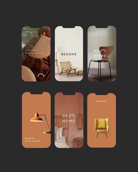 Elegant and minimalistic Instagram story templates for Rehome - interior design studio.  #InteriorDesign #Minimalism #InstagramTemplates #LuxuryHomes #DesignInspiration #RehomeDesign Interior Design Campaign, Interior Advertising Design, Social Media Interior Design, Content Studio Design, Interior Banner Design, Architecture Social Media Design, Interior Instagram Story, Interior Design Feed, Interior Design Template Instagram