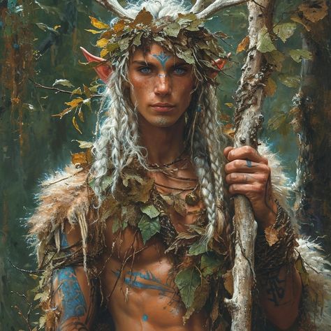 Dnd Portraits, Male Fairy, Elf Druid, Elves And Fairies, Character Inspiration Male, Characters Inspiration Drawing, Fairies Elves, Fantasy Warrior, Fairy Art