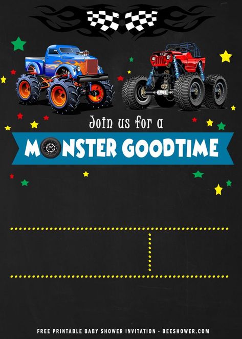 FREE Printable Monster Truck Invitation Templates – UPDATED! | | FREE PRINTABLE Birthday Invitation Templates Monster Truck Invitations Free, Monster Truck Invitations, Truck Party Invitations, Monster Truck Birthday Party, Monster Jam Birthday, Monster Birthday Invitations, Free Printable Baby Shower Invitations, Truck Birthday Party, Hot Wheels Party