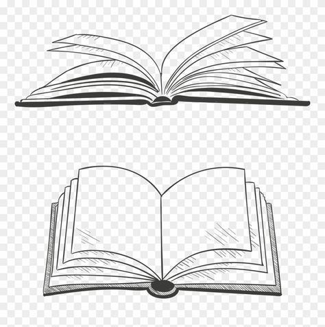 Open Book Sketch Drawing, Drawing An Open Book, School Book Drawing, Book Opening Drawing, Open Book Svg, Open Book Drawing Simple, Open Book Doodle, How To Draw An Open Book, Drawing Of Open Book