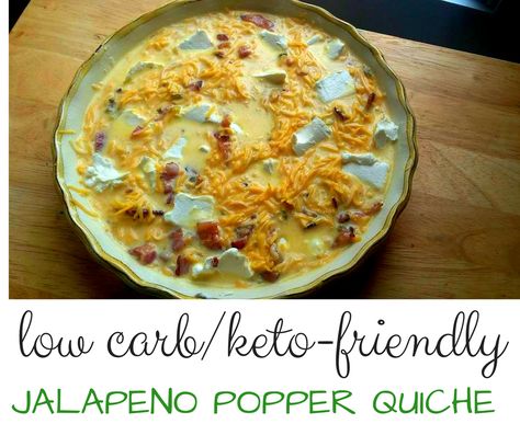 Low-Carb Jalapeno Popper Quiche! Basic Crustless Quiche Recipe, Quiche Ham, Basic Quiche Recipe, Keto Quiche, Jalapeno Popper, Low Carb Low Sugar, Breakfast Quiche, Quiche Recipe, Keto Ideas