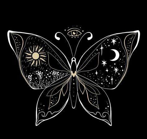 Medieval Sun, Tattoo Moon, Omerta Tattoo, Simple Butterfly, Witchy Wallpaper, Celestial Art, Mystical Art, Tattoo Stencils, Sun And Moon