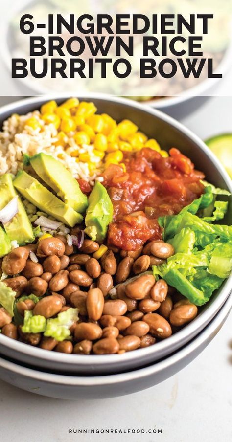 Rice Burrito Bowl, Rice And Avocado, Rice Burrito, Corn Salsa, Vegan Meal, Burrito Bowl, Pinto Beans, Vegan Lunch, Meatless Meals