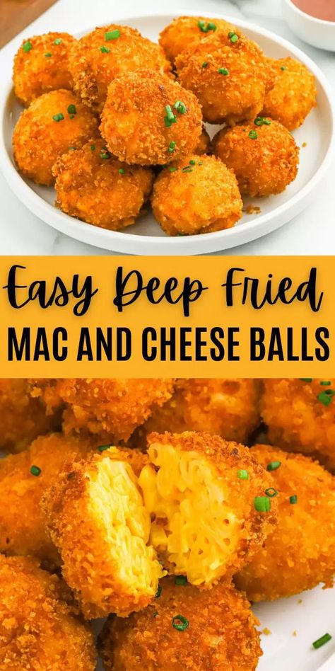 Fried Mac and Cheese Balls Recipe - Eating on a Dime Mac And Cheese Balls Recipe, Fried Mac And Cheese Balls, Macaroni Cheese Bites, Kraft Mac And Cheese Recipe, Mac And Cheese Balls, Fried Mac N Cheese Balls, Fried Macaroni And Cheese, Cheese Balls Recipe, Cheese Bites Recipe