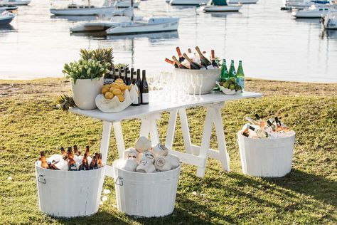 Cocktail Engagement Party, Wedding Recovery, Engagement Party Diy, Wedding Drink Station, Cocktail Party Decor, Soda Bar, Boathouse Wedding, Small Backyard Wedding, The Boathouse