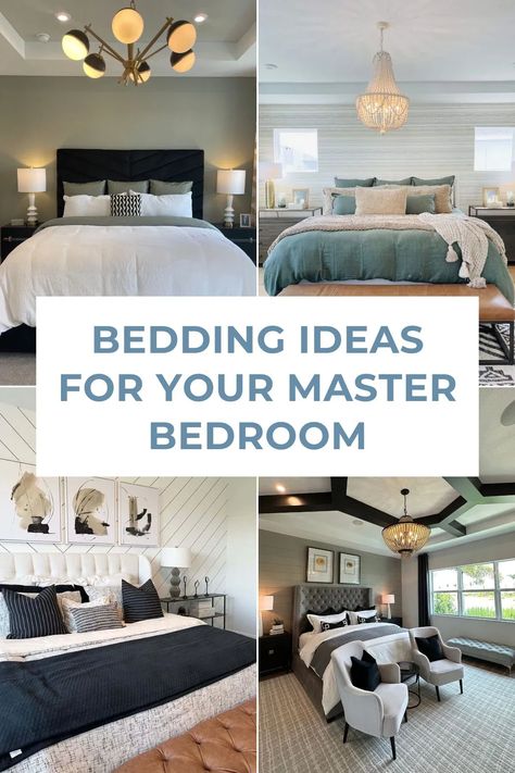 Decorating your master bedroom should be fun and enjoyable! Don't settle for the same look - liven up your room with these 15 layered bedding ideas. These tips will help you modernize your space and bring timeless charm to the comfort of your home. Click now to discover the perfect decorating ideas to fit any mood or style! Bedding Ideas For Queen Bed, Master Bed Set Up, King Size Comforter Sets Master Bedrooms Luxury, Queen Bed With King Comforter, Bedrooms With King Size Beds Ideas, King Bedding Sets Master Bedrooms Modern, Main Bedroom Ideas Master Suite Color Schemes Comforter Sets, Master Comforter Ideas, Bed Set Ideas Aesthetic