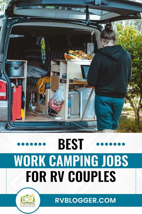 Attention RV couples - if you're looking to earn more income while living full-time on the road, this list of the best work camping jobs might just be able to sort you out. Click to have a look at your options! Camping Diy Projects, Camping Gear Diy, Camping For Beginners, Camping Diy, Camping Hacks Diy, Rv Organization, Diy Rv, Diy Camping, Diy Camper