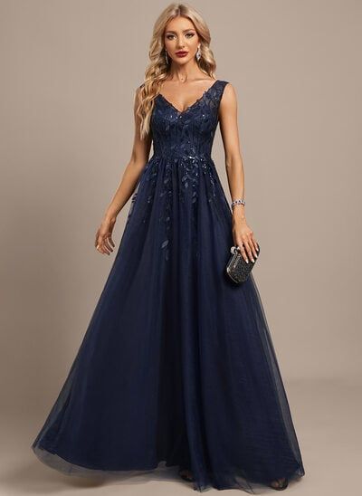 Midnight Blue Evening Gown, Boat Neck Dress Formal, Aline Dress Formal, Prom Dress 2025, Tea Length Formal Dresses, Jj House, Baseball Wedding, Blue Evening Gowns, Prom Dresses Simple