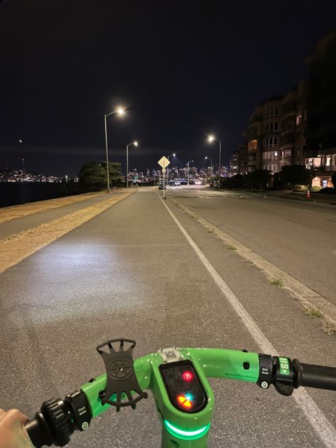 Late night scooter ride at alki beach in Seattle Alki Beach Seattle, Beach At Night, Fake Pictures, 2024 Vision, Bike Ride, Late Night, At Night, Seattle, Vision Board