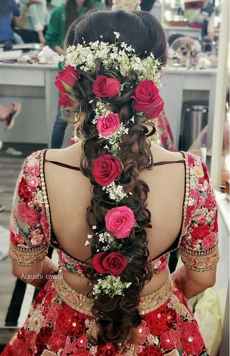 Messy Braided Hairstyles, Bridal Hair Decorations, Hairstyles For Gowns, Bridal Braids, Bridal Hair Buns, Open Hairstyles, Indian Bridal Hairstyles, Bridal Hairstyle, Hair Tutorials Easy