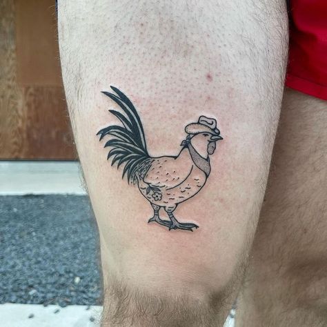 Cowboy Boot Tattoo, Cowboy Hat Tattoo, Austin Tattoo, Chicken Tattoo, Rooster Tattoo, Father Daughter Tattoos, Matching Tats, Cowboy Tattoos, Texas Tattoos